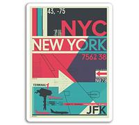 DestinationVinyl 2 x 10 cm aéroport de New York Autocollants en Vinyle - NYC JFK Sticker Laptop Bagages # 17123 (10cm Grand)