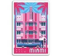 DestinationVinyl 2 x 10 cm Art déco de Miami Vinyle Autocollants - Amérique Autocollant pour Ordinateur Portable # 17082 Bagages (10 cm de Haut)