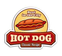DestinationVinyl 2 x 10 cm Classique Hot Dog Autocollants en Vinyle - Diner Rapide Rétro Nourriture Autocollant # 17532 (10 cm de Large)