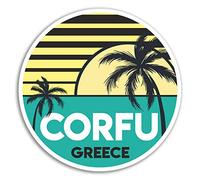 DestinationVinyl 2 x 10 cm Corfou Grèce Autocollants en Vinyle - Autocollant Voyage Cool Portable Bagages # 18039 (10 cm de Large)