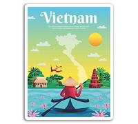 DestinationVinyl 2 x 10 cm Vietnam Autocollants Vinyle - Asie Voyage Cool Sticker Laptop Bagages # 17307 (10cm Grand)