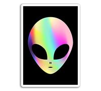 DestinationVinyl 2 x 10cm Neon Autocollants en Vinyle Face Alien - Espace Ados Cool Sticker Ordinateur Portable # 17516 (10 cm de Haut)