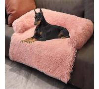 destinyD Canapé-lit orthopédique en peluche douce apaisante, luxueux, pour soulager le sommeil pour chiens de grande et moyenne taille, lavable, amovible, antidérapant, rose - 269,1 x 241,3 x 38,1 cm