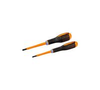 Déstock - - Jeu de 2 tournevis ERGO isolés VDE à pointe Combi pour vis à fente et Pozidriv - BE-9890S