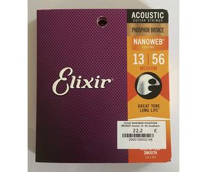DESTOCKAGE CORDES GUITARE ACOUSTIQUE 13/56 MEDIUM PHOSPHOR BRONZE NANOWEB ELIXIR