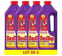 DESTOP Déboucheur Gel Express - Le lot de 4 x 4 doses Flacon de 950ml