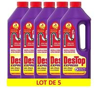DESTOP Déboucheur Gel Express - Le lot de 5 x 4 doses Flacon de 950ml