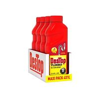 Destop Gel Turbo Déboucheur Canalisation et Desinfectant , 5 min - Produit Canalisation Lot de 4 x 1L