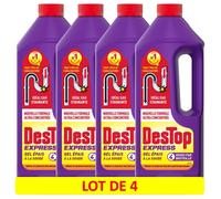 DESTOP Lot de 4 Gels Déboucheur Canalisation Express - 4 Doses par Flacon 950ml