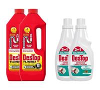 DESTOP Pack Gel Déboucheur Turbo Javel 1L + Gel Entretien Canalisations Pin intense 750ml