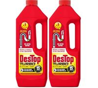 Destop Turbo - Gel désinfectant et déboucheur canalisation - Selon le type d'utilisation - 1L (Lot de 2)