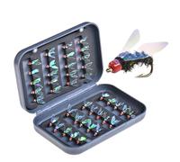 Destres à mouche : une variété de 40 pièces de mouches à mouche avec boîte à mouche | Voles réalistes de la Ninfa de la Ninfa humide à sec, les crochets premium pour la Mos
