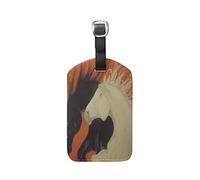 Destrier Blanc Noir Etiquettes à Bagages de Valises Voyage en Cuir Etiquette Nom Adresse ID Tags Drôle pour Les Garçons Filles(3PACK)