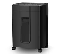 Destructeur de documents silencieux 45 dB, autonomie 45 min, 15 feuilles, coupe C de sécurité P-4, poubelle amovible de 18 litres, anti-bourrage de papier, avec roulettes, pour bureau et maison, noir