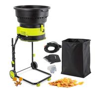 Destructeur de feuilles électrique 2500 W avec roues et sac de rangement, broyeur de feuilles de jardin, trémie de 54 cm de large, taux de broyage 17:1 pour les feuilles, l'herbe et les déchets de