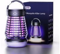 destructeur d'insectes électrique 2 en 1 avec lumière UV & LED, lampe anti-moustiques 2000V avec 4 niveaux de luminosité & fonction SOS, tueur de moustiques rechargeable pour l'intérieur & l'extérieur