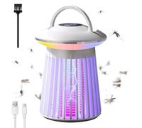 Destructeur d'insectes électrique - Lampe de camping LED - Lampe à moustiques USB 2 en 1 - Rechargeable - Avec modes d'éclairage - Lampe de protection contre les moustiques - Pour l'extérieur - Blanc