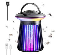 Destructeur d'insectes électrique - Lampe de camping LED - Lampe à moustiques USB 2 en 1 - Rechargeable - Avec modes d'éclairage - Lampe de protection contre les moustiques - Pour l'extérieur (noir)
