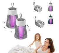 Destructeur d'insectes portable pour l'intérieur et l'extérieur - Étanche - Portable - Lampe anti-moustiques d'intérieur - Lampe anti-moustiques de camping avec batterie pour l'extérieur (2, gris)