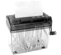 Destructeur manuel compact en polypropylène pour papier A6, factures, reçus - 480 g, bandes de 3 mm, noir/bleu/rouge, 18,3 x 10,5 x 15 cm, capacité de 2 feuilles