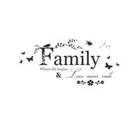Desuibao Autocollant mural amovible en vinyle avec citations motivantes positives et inspirantes pour salon et chambre à coucher avec inscription « Family Where Life Begins and Love Never Ends »