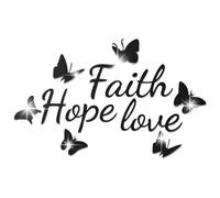 Desuibao Autocollants Muraux 3D en Acrylique Avec Inscription « Faith Hope Love » - Autocollant Mural en Vinyle - Lettres de Motivation - Lettrage Artistique pour Maison et Chambre à Coucher, Noir