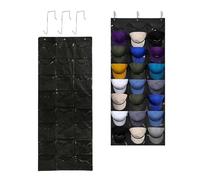 Desuibao Lot de 2 Support de Casquette de Baseball pour Porte, 24 Poches Transparentes, Porte-Chapeaux pour Casquettes de Baseball, Organiseur de Casquettes pour Penderie Murale, Noir