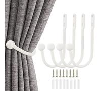 Desuibao Lot de 4 Embrasses de Rideaux en Métal pour Rideaux, Crochets Décoratifs pour Rideaux Muraux, Crochets Latéraux, Blanc