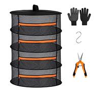 Desy & Feeci Filet de séchage d'herbes, 4 Couches 60cm de diamètrede séchoir Pliant de Suspension avec Fermetures à glissière pour légumes, Plantes, vêtements