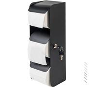 Desyeryamimi Distributeur de Papier Toilette Commercial - 3 Rouleaux de Papier Toilette verrouillable en Acier Inoxydable - Support Mural pour Salle de Bain/Toilettes (Noir Mat)