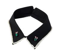 Détachable Accent Col Polyester Tissu Superposition Pièce Pull et Chemisiers Décolleté Accessoire, Tissu noir blanc P, taille unique