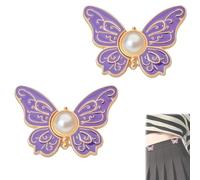Detachable Butterfly Clips, 2-Pack Detachable Butterfly Clips,Buckle Clasp, Adjustable Pant Waist Tightener,Buttons Pins for The Loose Jeans (Purple)