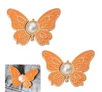 Detachable Butterfly Clips, 2-Pack Detachable Butterfly Clips,Buckle Clasp, Adjustable Pant Waist Tightener,Buttons Pins for The Loose Jeans (Orange)
