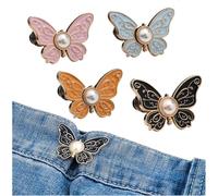 Detachable Butterfly Clips, 2 Pack Detachable Butterfly Clips for Clothes, Butterflys Waist Cinching Button, Reusable for Loose Jeans, Jackets Coats, Shirts, Overalls (4Pcs*B)