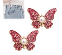 Detachable Butterfly Clips 2-Pack for Clothes, Reusable Butterfly Buckle Clip Waist Adjuster Clips for Pants Jeans Skirts Jackets (Style A*2Pack)
