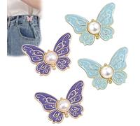 Detachable Butterfly Clips, Faithfulm/Fabricateup/Signatureast/Wholetotal, 2-Pack Detachable Butterfly Clips, Sew-Free, Removable Waist Buttons for Clothing, Jeans, Shirt (Style H)