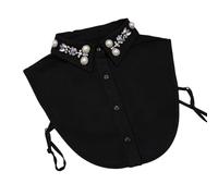 Detachable Collar for Women Rhinestone & Pearl - Sparkling Choker False Collar for Sweaters & Dresses, Stylish Embellished Half Shirt Bib for Holiday Parties & Weddings | White