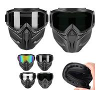 Detachable Full Face Goggle Mask,Detachable Full Face Goggles,Windproof Anti-Fog HD Goggle Mask with Comfortable Sponge Pad,for Welding Riding Cutting and Outdoor Sports (Set B)