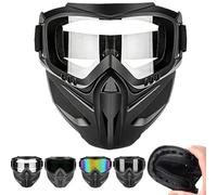 Detachable Full Face Goggle Mask,Detachable Full Face Goggles,Windproof Anti-Fog HD Goggle Mask with Comfortable Sponge Pad,for Welding Riding Cutting and Outdoor Sports (Transparent)