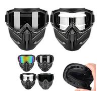 Detachable Full Face Goggle Mask,Detachable Full Face Goggles,Windproof Anti-Fog HD Goggle Mask with Comfortable Sponge Pad,for Welding Riding Cutting and Outdoor Sports (Set D)