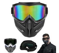 Detachable Full Face Goggle Mask,Windproof Grass Cutting Mask,HD Anti-Fog Grass Cutting Goggles for Welding Riding Paintball (Colored)