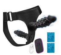 Détachable Gode Ceinture Avec 2 Godes, Vibromasseur Avec Télécommande, Gode Ceinture Godemichets Avec 10 Modes de Vibration Stimuler le Point G Jouets Sexuels Lesbiens (Noir)