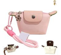 Detachable Nylon Wrist Strap Coin Purse,Mini Nylon Dumpling Bag for Women,Portable Travel Money Bag with Secure Zipper (Pink)