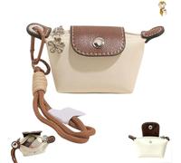 Detachable Nylon Wrist Strap Coin Purse,Mini Nylon Dumpling Bag for Women,Portable Travel Money Bag with Secure Zipper (White)