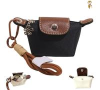 Detachable Nylon Wrist Strap Coin Purse,Mini Nylon Dumpling Bag for Women,Portable Travel Money Bag with Secure Zipper (Black)