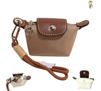 Detachable Nylon Wrist Strap Coin Purse,Mini Nylon Dumpling Bag for Women,Portable Travel Money Bag with Secure Zipper (Khaki)