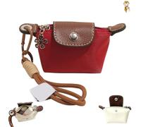 Detachable Nylon Wrist Strap Coin Purse,Mini Nylon Dumpling Bag for Women,Portable Travel Money Bag with Secure Zipper (Red)