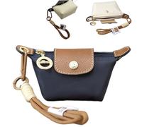 Detachable Nylon Wrist Strap Coin Purse,Mini Nylon Dumpling Bag,Portable Travel Money Bag with Zipper & Keychain (Dark Blue)