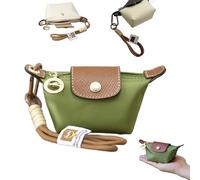 Detachable Nylon Wrist Strap Coin Purse,Mini Nylon Dumpling Bag,Portable Travel Money Bag with Zipper & Keychain (Green)