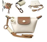 Detachable Nylon Wrist Strap Coin Purse,Mini Nylon Dumpling Bag,Portable Travel Money Bag with Zipper & Keychain (White)